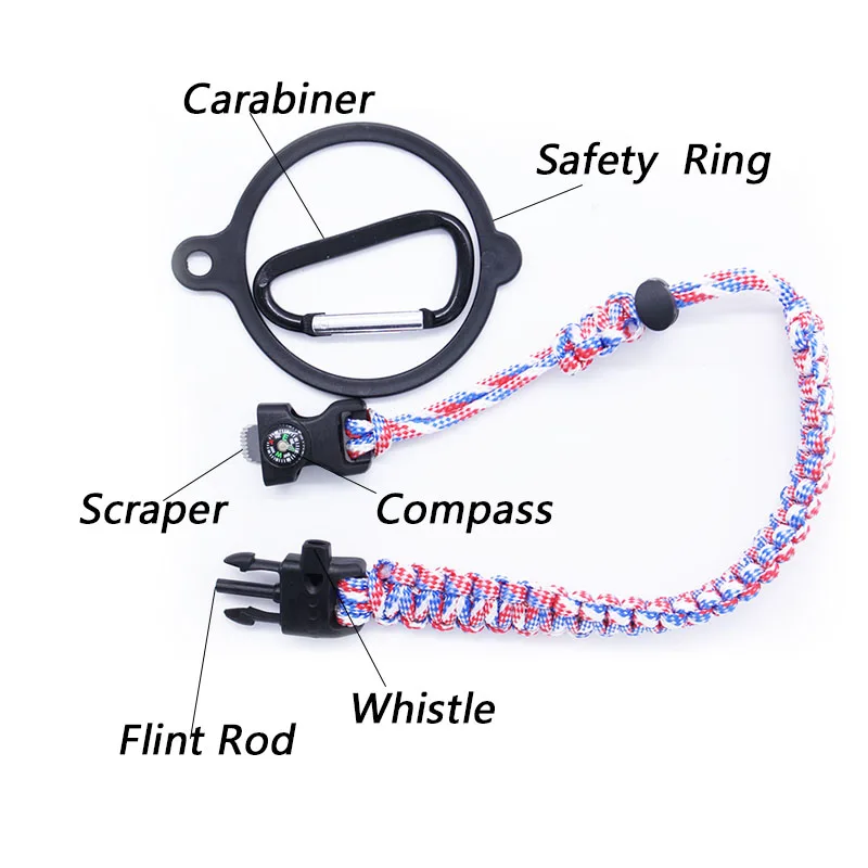 
Durable Adjustable Compass 550 Paracord Water Bottle with Carabiner 