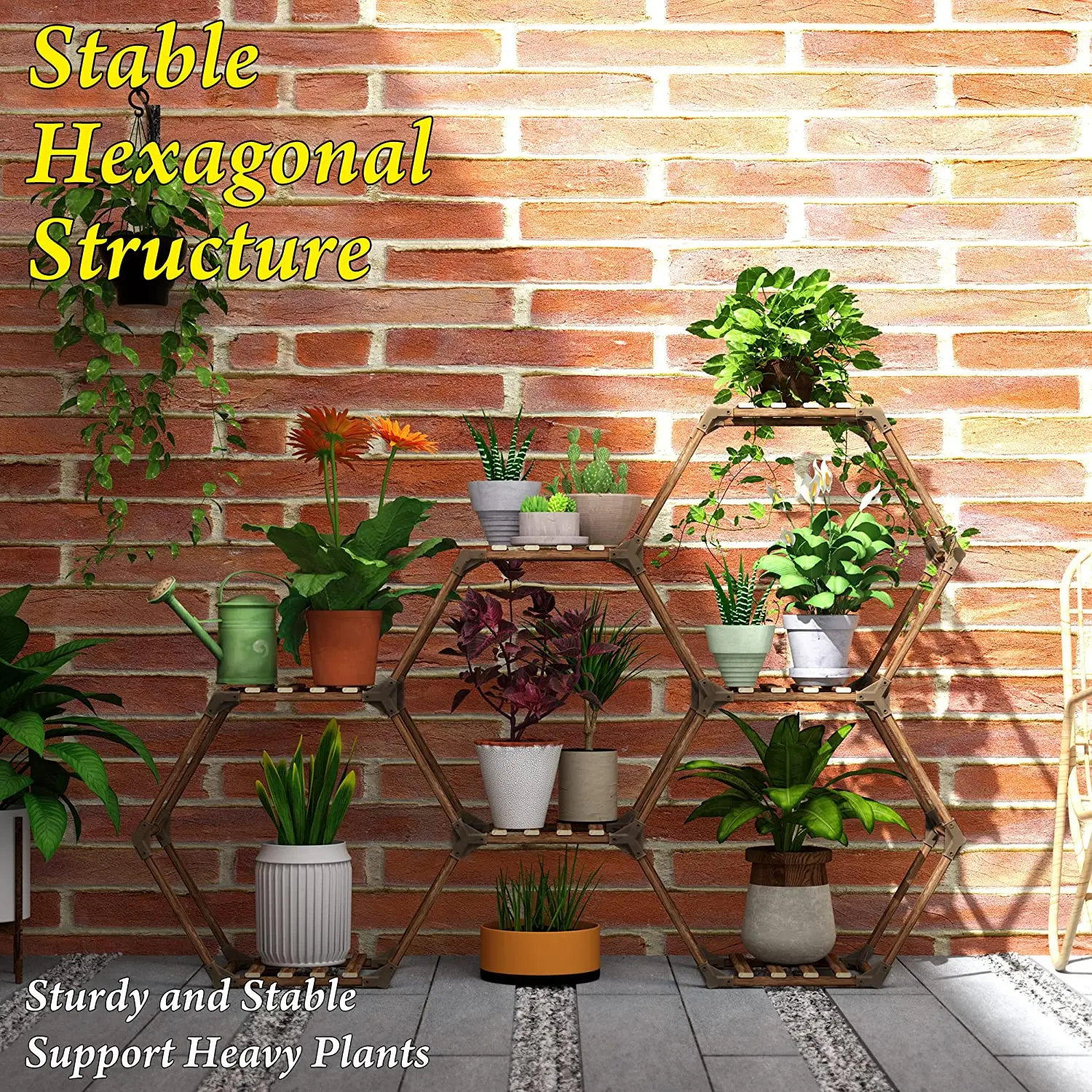 Hot sale 7 tiers large corner plants holder multiple flower pots garden hexagonal indoor shelf display rack plant stand