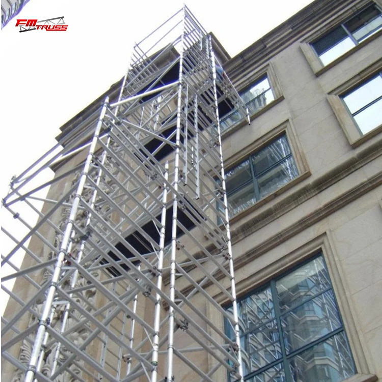 Mobile Scaffolding  Brace Ladders Aluminum Stairs Scaffolding With Wheels For Construction
