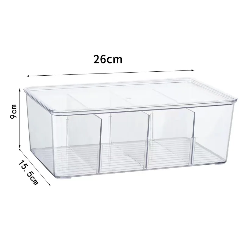 Fridge Organizer Stackable Refrigerator Clear Food Container With Divider Fridge Snacks Drink Storage Box