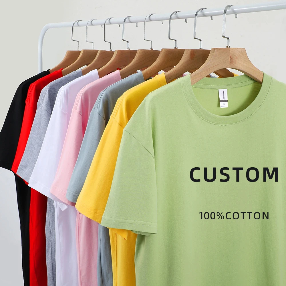 DIY your own logo custom cotton t shirts printing plain blank t-shirt Breathable and comfortable custom brand  logo t shirt