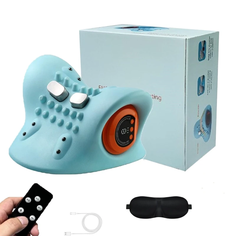 Wholesale Cervical Traction Device Electric Vibration Deep Tissue Pain Relief Hugterra Heated Neck Massager with Eye Mask
