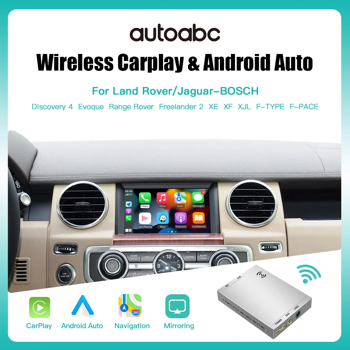 Autoabc Wireless Carplay Android auto For Land Rover Jaguar Discovery Evoque Range Rover Freelander XE XF XJL F-TYPE F-PACE