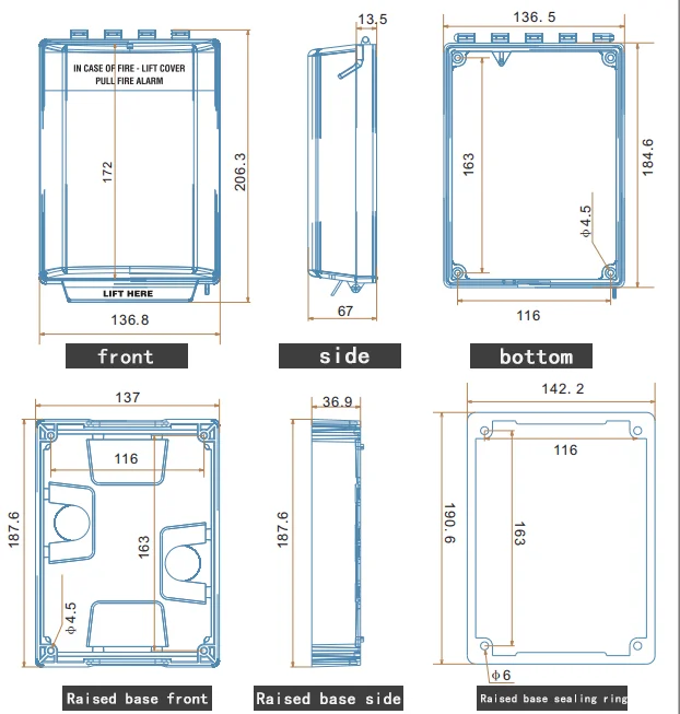 SUMRING New Design Call point protective cover Airport Use Manual Pull Station Fire Alarm protect system with Factory Sale Dire