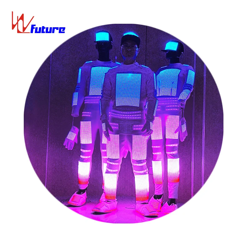 Futuristic wirelessly controlled performance wear  Led costumes  pixel display Dance Costumes For Unisex