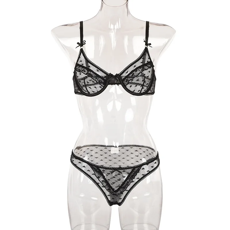 Supplier Wholesale 2 Piece Lingerie Lace See Through Langerie Bodysuit Sexy Lingerie Bra And Panties Sets For Women