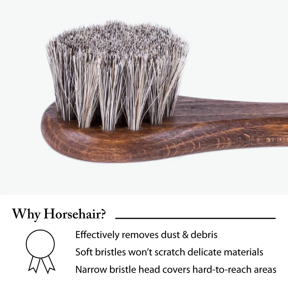 100% horsehair brush Long handle wooden leather shoes Cleaning oiling polishing