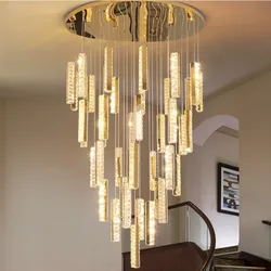 New Arrival Dimmable Luxury Staircase Hanging Lighting  Decorative Led Ceiling Lamp For Living Room Circle Chandeliers & Pendant