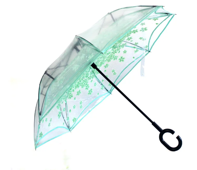 Eco-friendly POE new vention reverse transparent umbrella clear umbrella disposable umbrella
