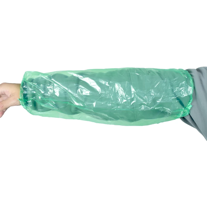 Polyethylene Low-Density Sleeves Cover with Double Elastic Ends Disposable PE Over Sleeves Green