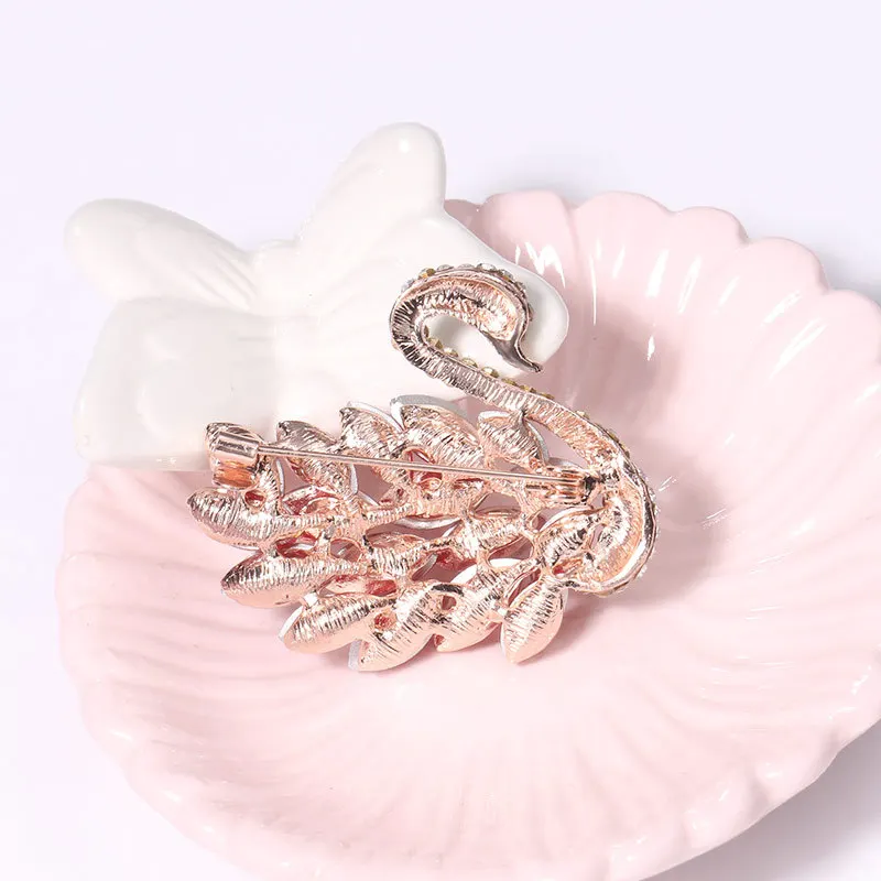Cheap wholesale jewellery diy animal cubic zirconia turtle swan metal flower diamond brooch