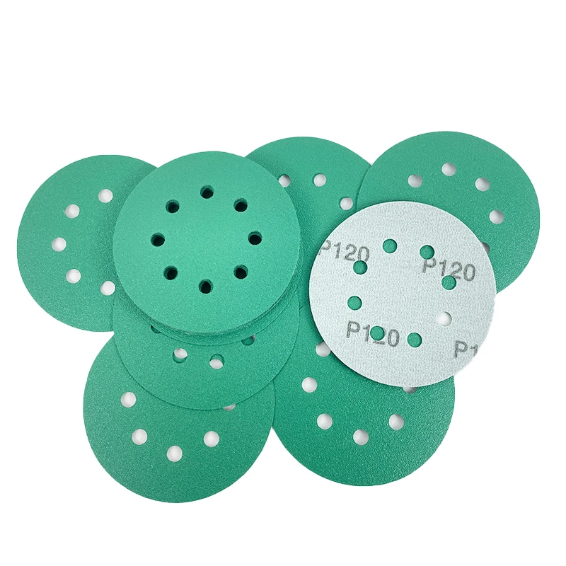 Green Color Film Abrasive Sanding Disc 5inch 125mm Abrasive Sandpaper Disc for Car Paint Polishing