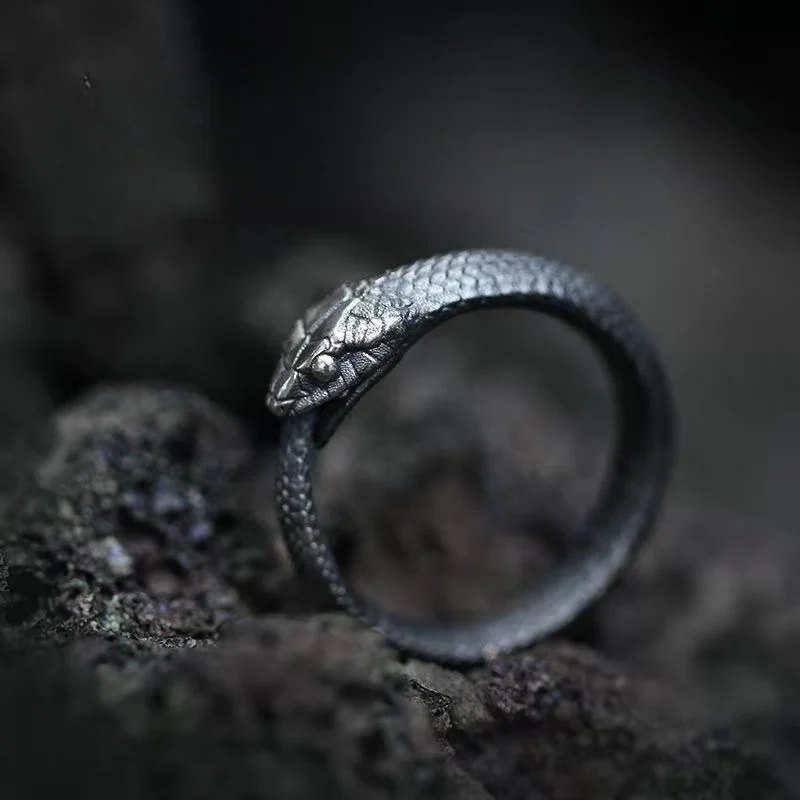 New Trend Tailed Snake Ring for Men Punk Fashion Ouroboros Opening Adjustable Rings Daily Accessories