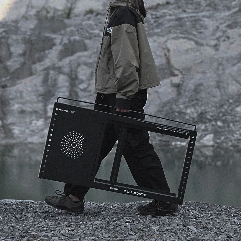 Outdoor Camping BBQ IGT Free Combination Table Carbon Steel Folding Hole Table Expandable Unit Storage Camping IGT Table
