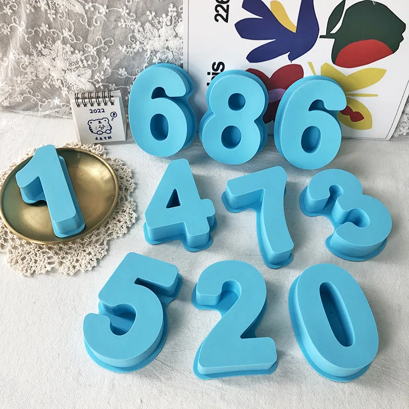 Large Size Arabic Number Numeral Mold Epoxy Resin Silicone moulds Home Decoration cake cooking birthday Party Decoration Mold
