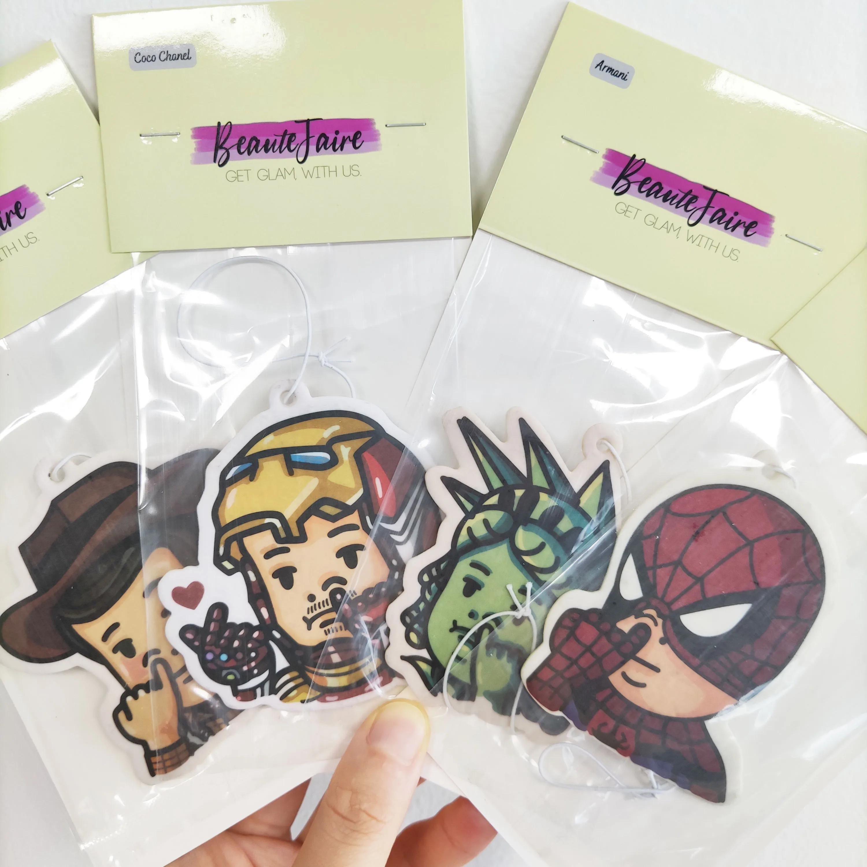 No minimum OEM hot selling custom car shaped hanging car air freshener with different fragrance with cardboard packaging