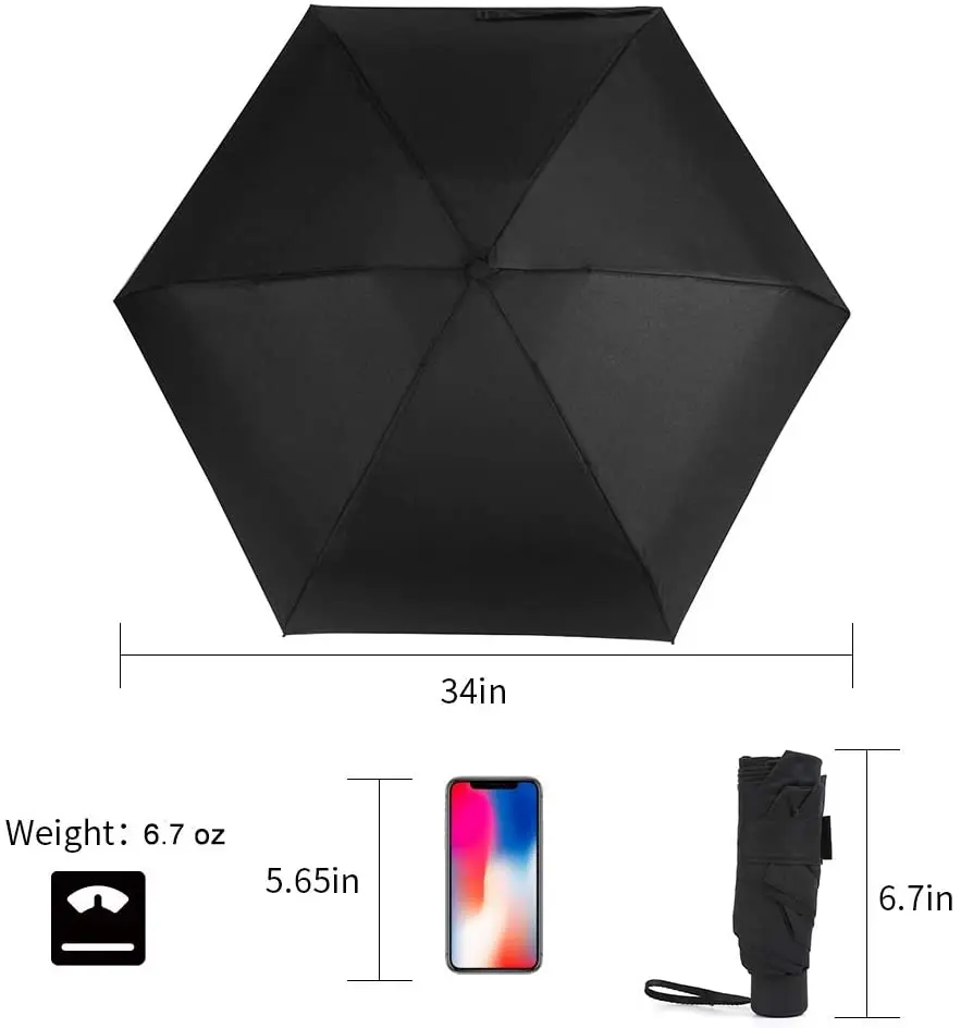 Ovida best quality wind proof compact small pocket size portable 5 fold mini capsule umbrella