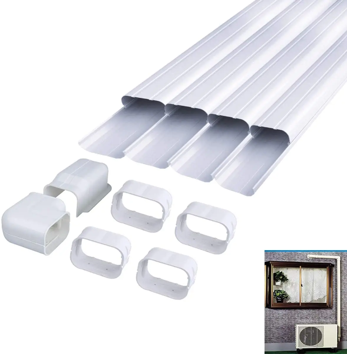 Ac White Line Set Cover for Mini Split Air Conditioner Duct Pipe Trunking PVC Duct Flexible Duct AC Pipe Cover