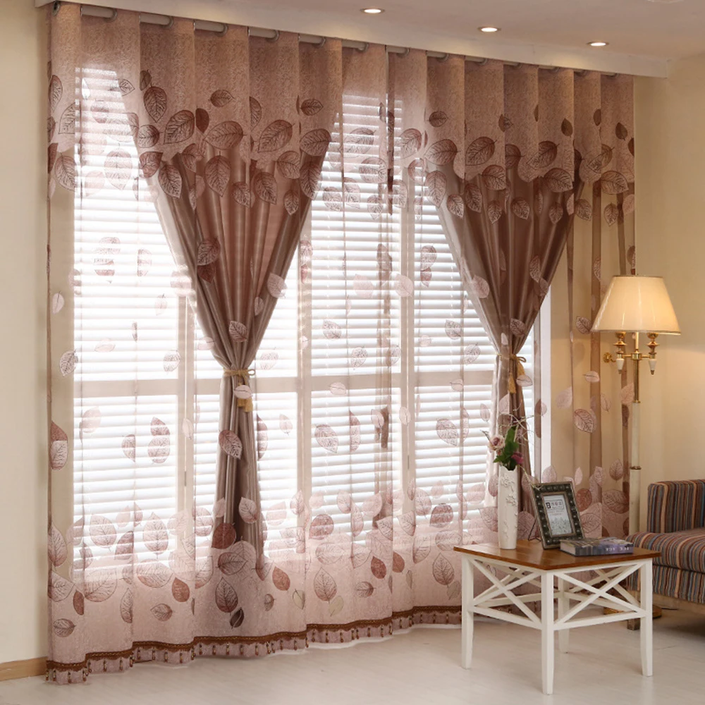Polyester hot sale floral design beautiful window curtains set  luxury modern bedroom living room curtains