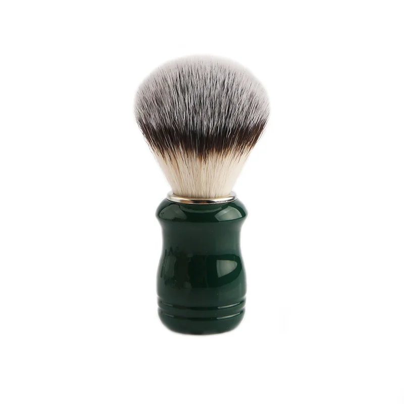 D811 Personal Care Shaving Brush Green Resin Handle of Artificial Nylon Badger Hair Shaving Brush