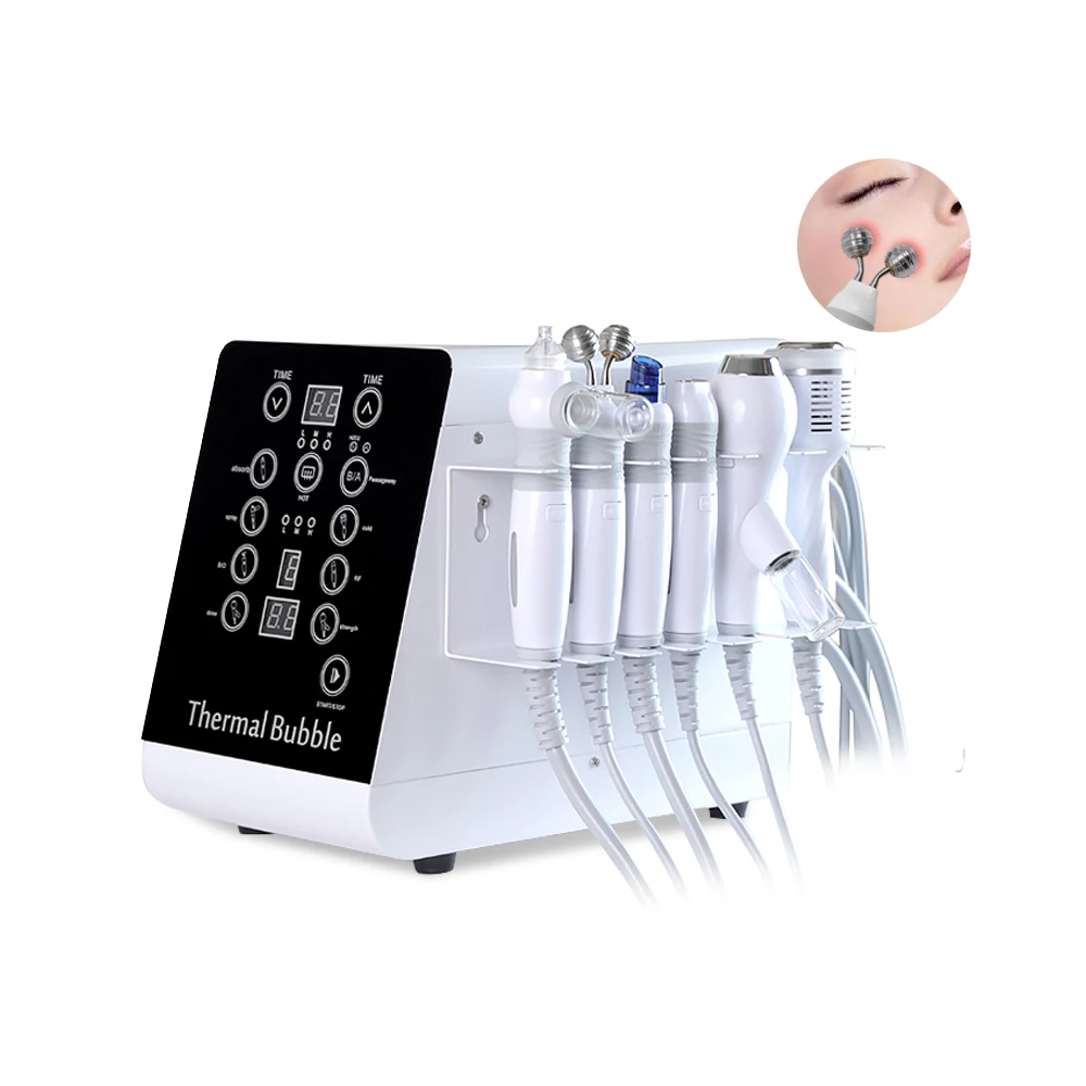 CE Approved 6 in 1 type face cleaning type  ionic hydroxide thermal bubble facial machine