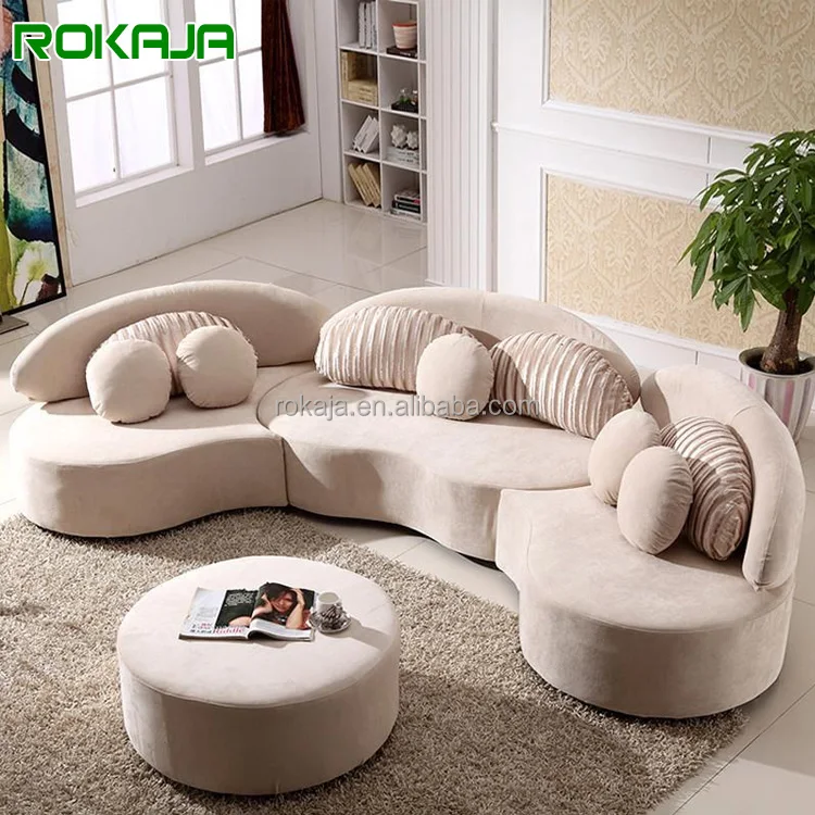 Simple Arc Fabric Sofa Modern Living Room Furniture 6 Seater Sofa Combination Semi-Circular Velvet Leisure Sofa