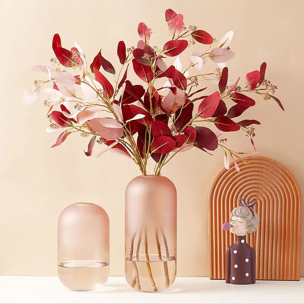 Simple Frosted Glass Vase Decoration Creative Transparent Vases Nordic Fashion Interior Decor Home Insert Flower gift Crafts