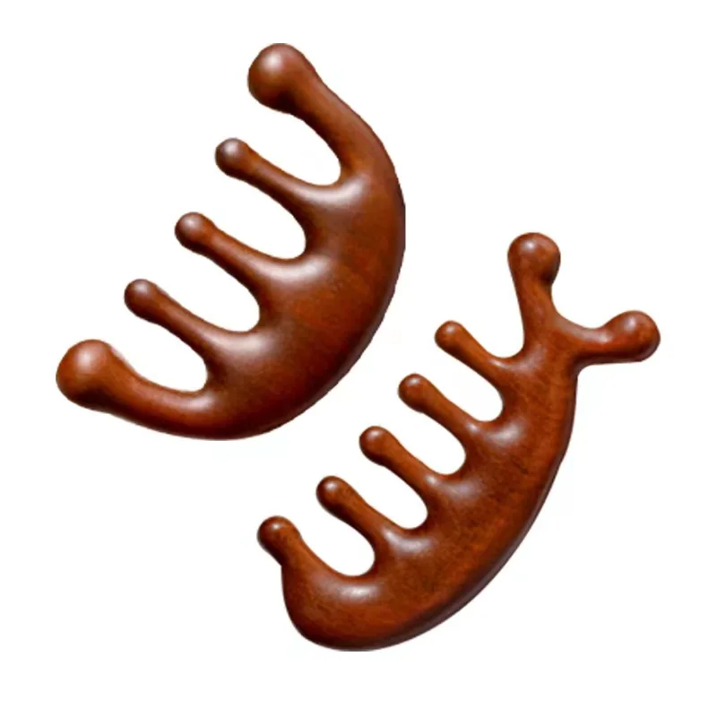100% Natural Sandalwood Scalp Massage Comb Wide Tooth Acupuncture Points Massage Comb Body Gua Sha Muscle Tension Relief Tool