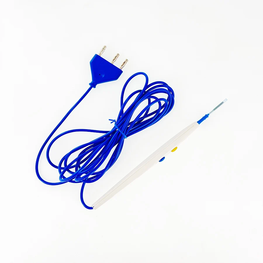 Factory Supply White Circle Button Medical Hand Control Disposable Electrosurgical Pencil with Blade