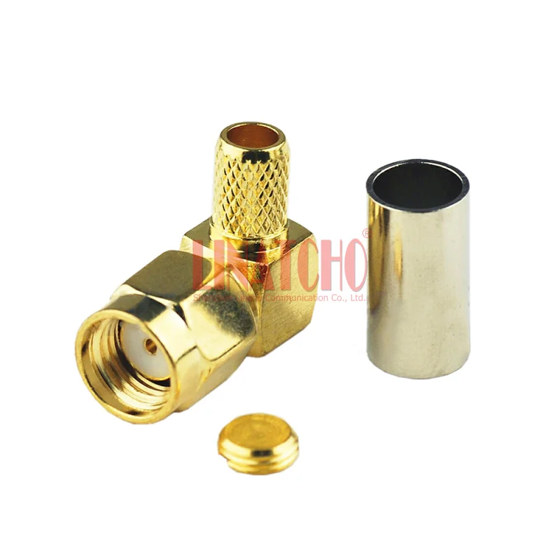 RG58U RG142 LMR195 RG400 Right Angle Crimp RF RP-SMA Male Jack Pin Connector