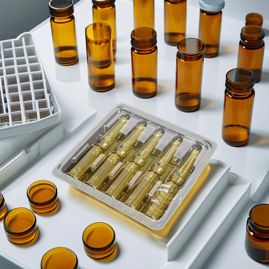 Customized 2ml Medical Plastic Vial Tray Blister Ampoule Glass Bottle PET Cosmetic Manufacturer Aluminium Carton Medicine