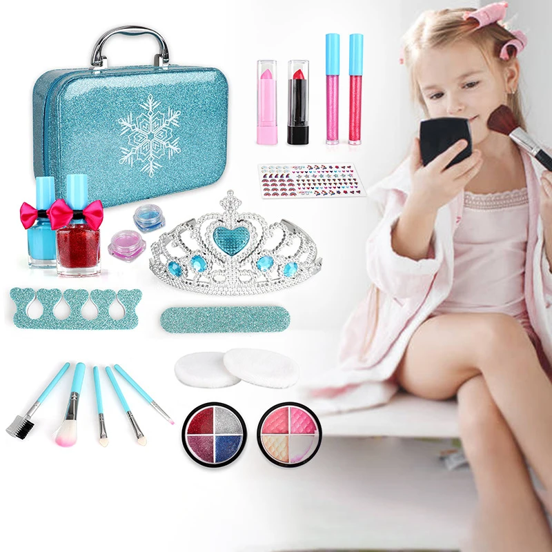 2021New Design Children cosmetics toys Princess Girls home makeup set eye shadow nail polish makeup box set Girl Toys other toys