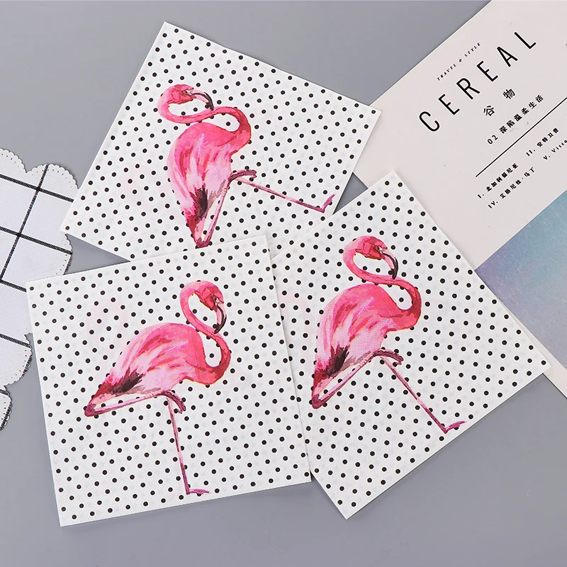 Wholesale Virgin Wood Pulp flamingo Animal Picture Embossed Disposable Table Napkin Paper