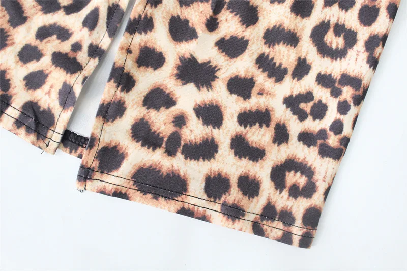 Sexy Summer Female Leopard Print Halter Neck Cross Hollow Dress Two-piece Model Stage Costume Can Be Customized