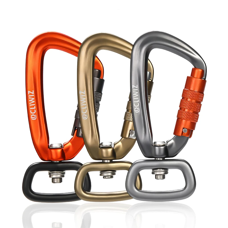 JRSGS Good 4KN Black Auto Locking Aluminum Swivel Carabiner Snap Hook For Dog Leash 7801D2TN