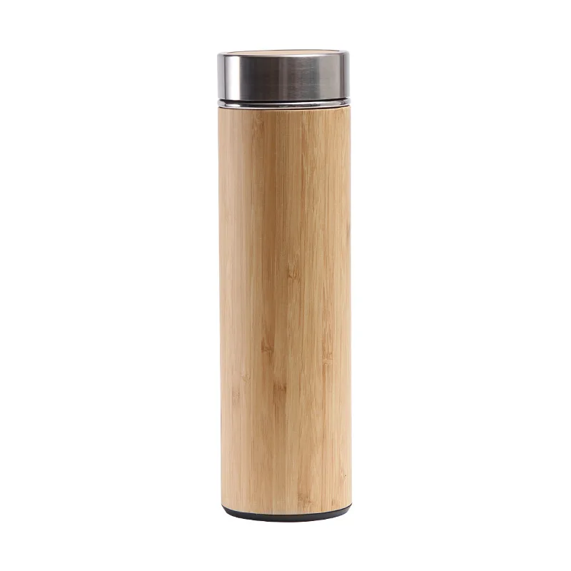 Modern And Simple Bamboo Color Double Layer 304 Stainless Steel Liner Business Office Thermos