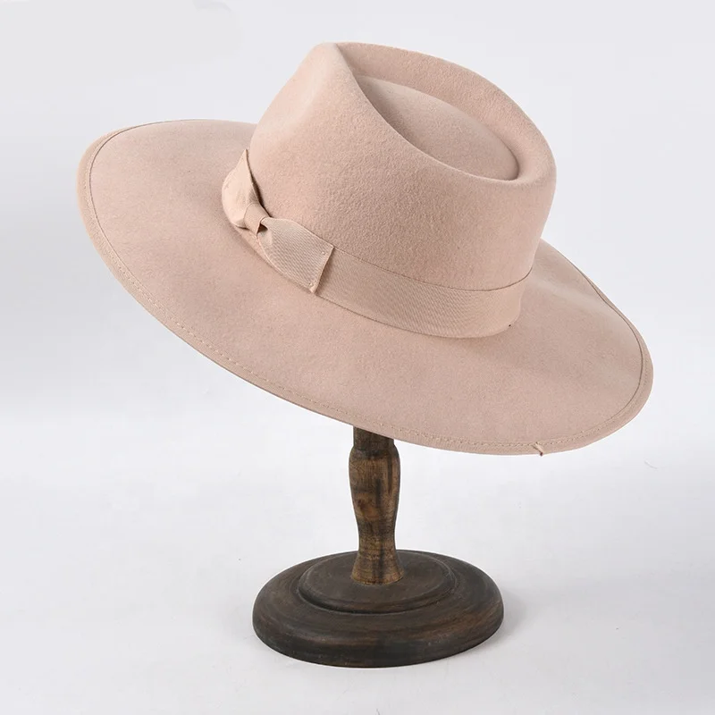 Новое поступление FE2010 шерстяная шляпа с галстуком-бабочкой для девушек универсальные винтажные повседневные зимние фетровые шляпы