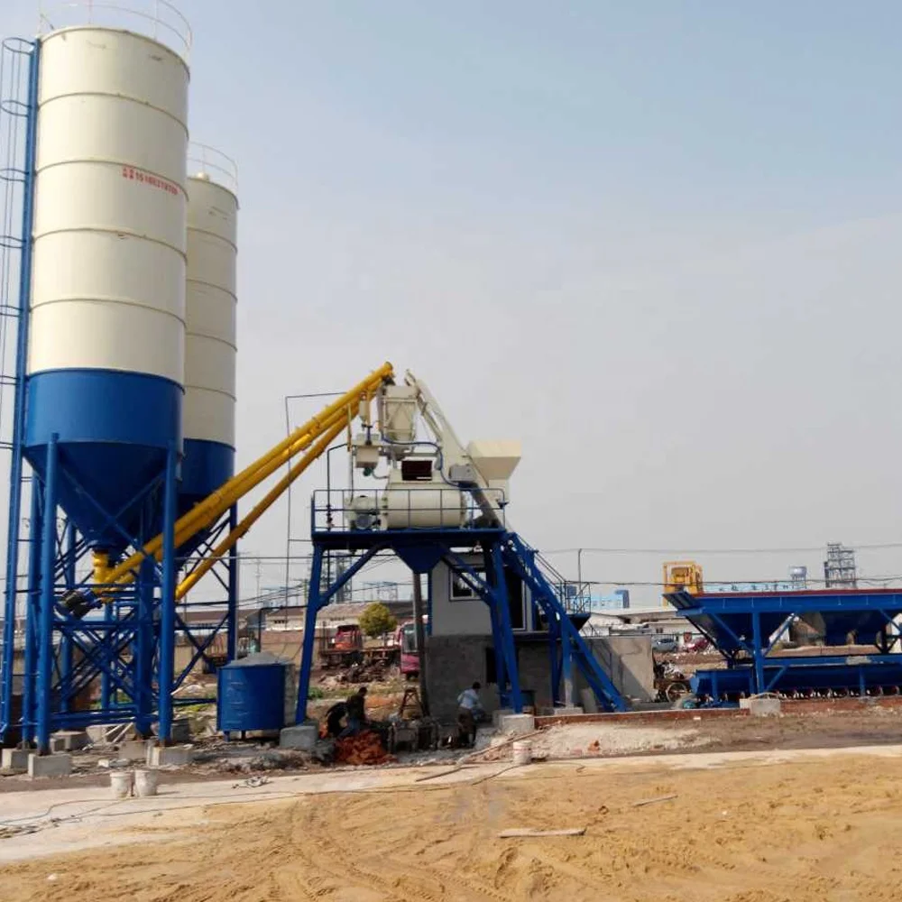 HZS75 skip type high performance ready mix stationary electrical advanced automatic concrete batching plant in Pakistan