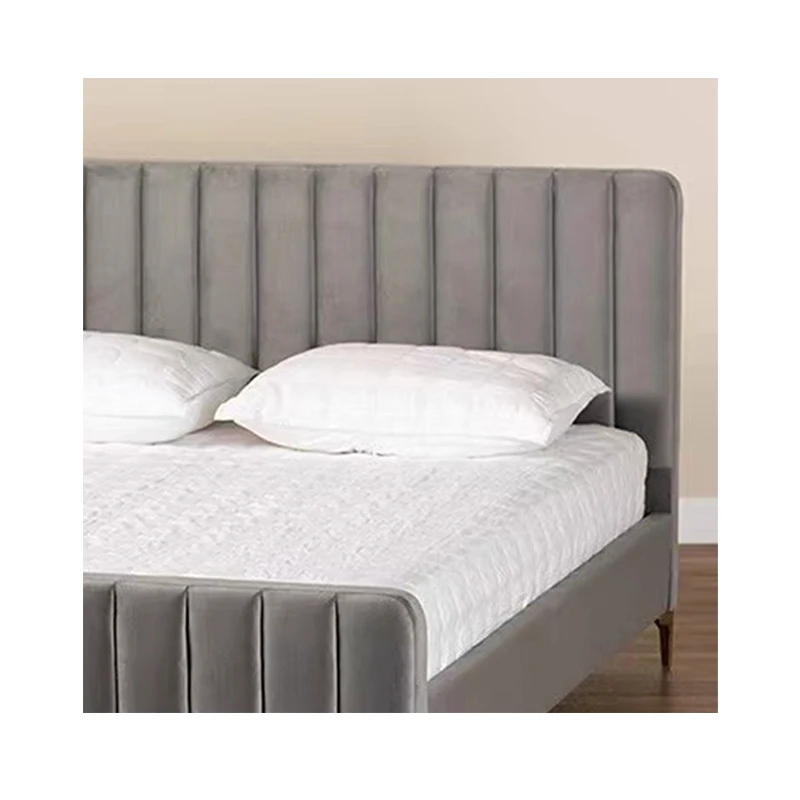 2022 Guangdong Italy Light Luxury art design King queen size double fabric bed bedroom modern furniture