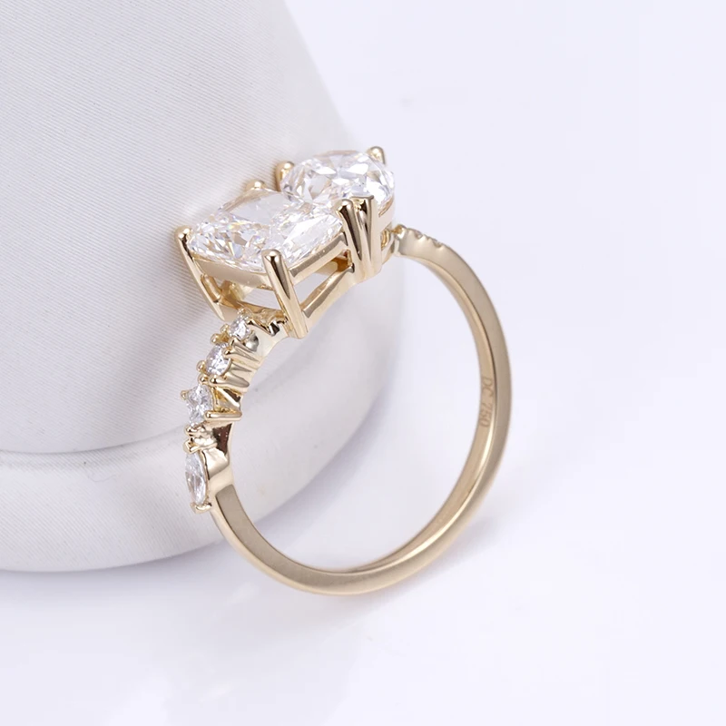 IGI 18K Yellow Gold CVD High Quality Pear Cut & Radiant Cut Lab Grown Diamond Special Style Rings Wedding Gift Jewelry Ring