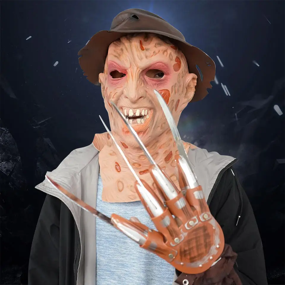Partycool 2022 Happy Halloween Party Favors Freddy Nightmare Horror Realistic Full Head Mask Cosplay Props Halloween Latex Mask