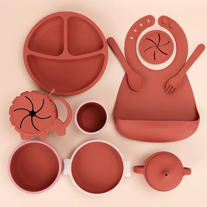 Cartoon shapeSilicone Dinner Plate Suction Cup Food Supplement Bowl Spoon  Baby Tableware Set