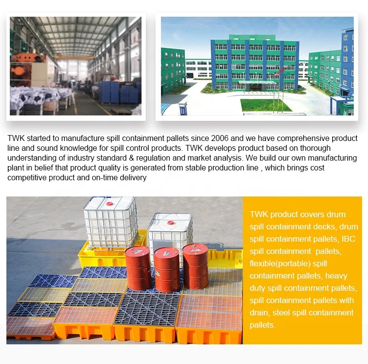 Yellow Detachable Plastic 2 Drum Ibc Spill Containment Pallet Anti Slip Carrying Oil Drums 8 1200X1200 Heavy Duty Spillage