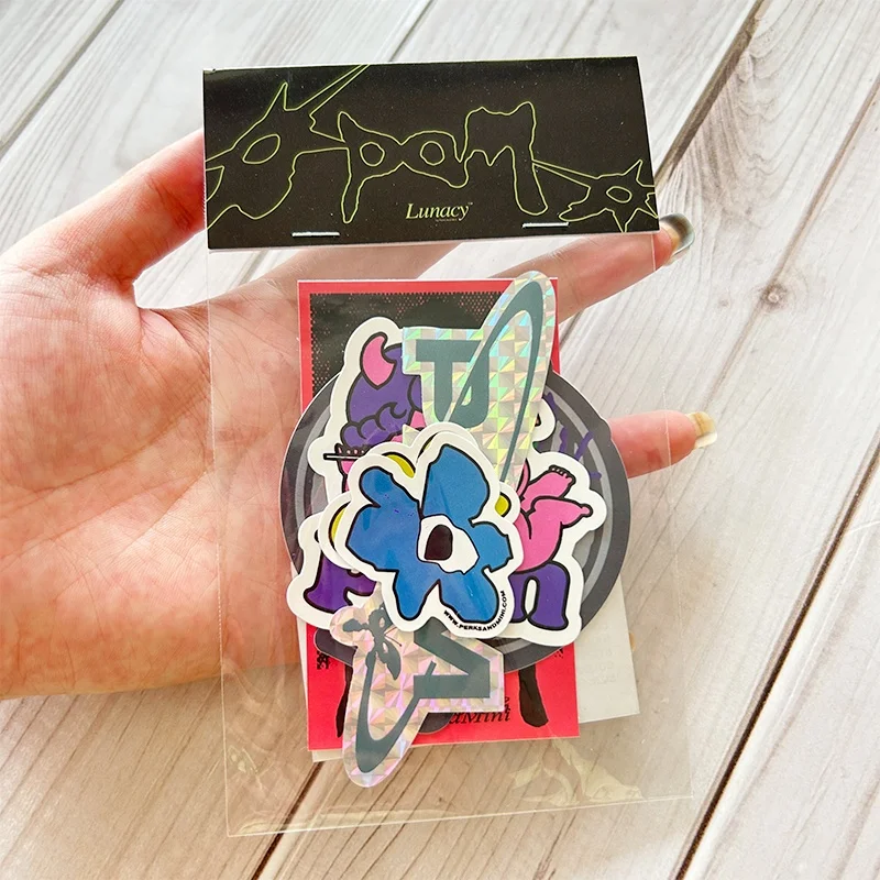 High Quality Waterproof UV Resist Custom Logo Die Cut Stickers Cartoon PVC Vinyl A4 Sheet Sticker Pack With Header Card