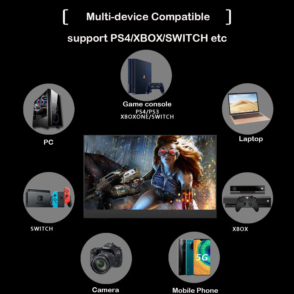 1280*800 gaming monitor 15.4 inch portable display supports Xbox PS3 PS4