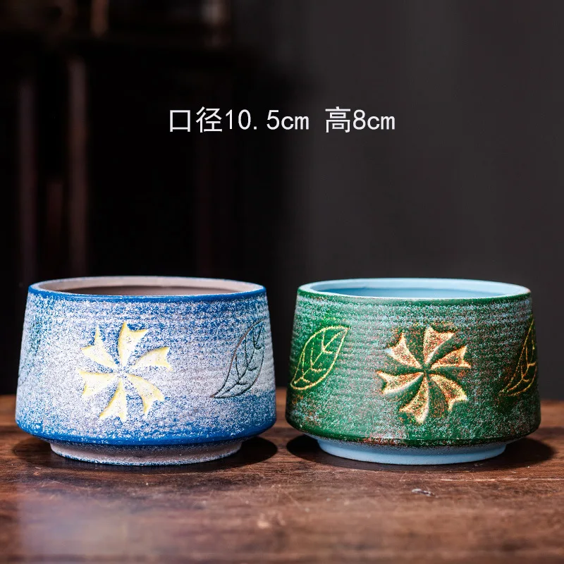 Wholesale Ceramic Small Succulent Plant Pot Simple Modern Porcelain Flower Pot Garden Green Potted Planter Mexican Pottery