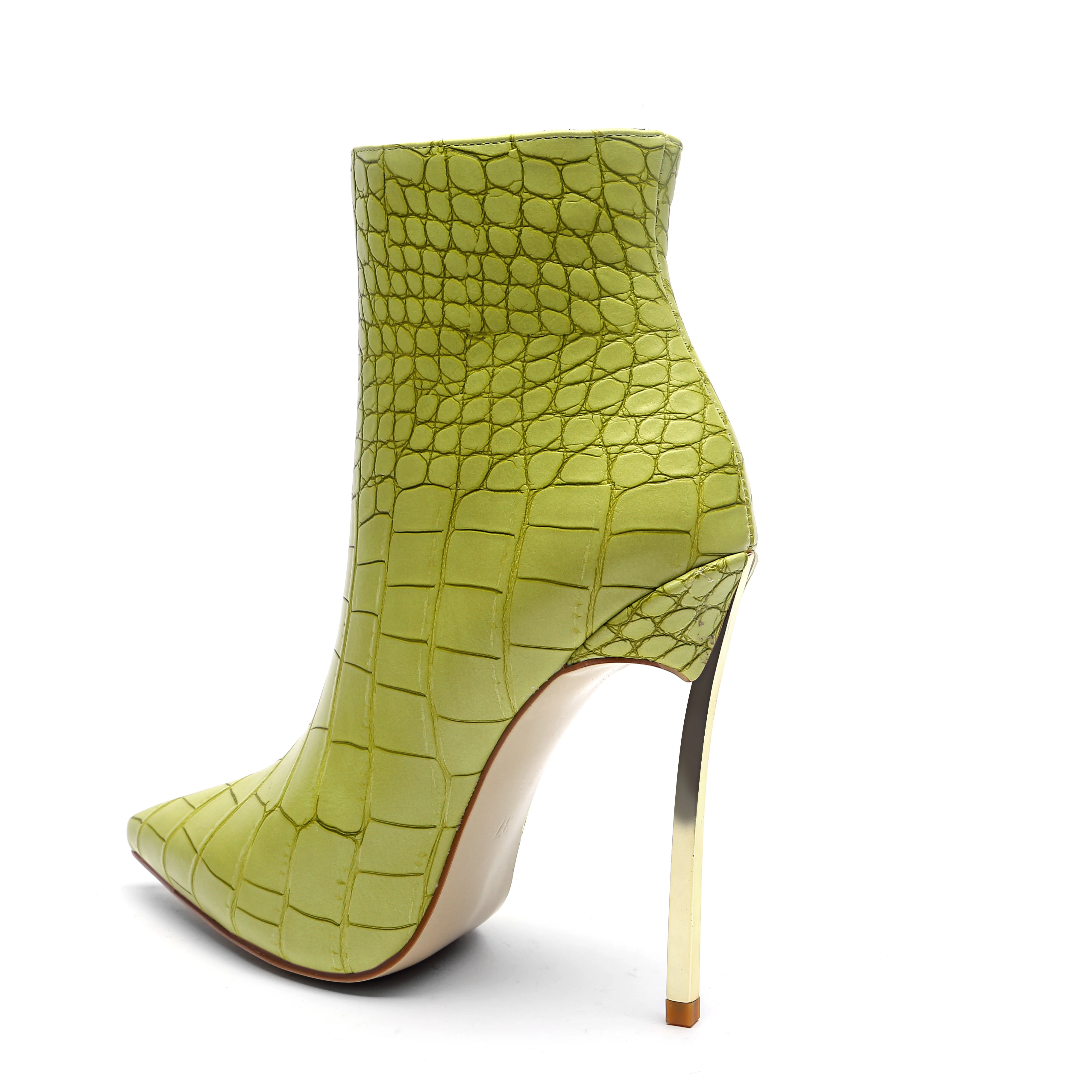 China Wholesales Ladies Gold Metal Zapatos Mujer Sexy High Heels Women Boots Shoes For Winter