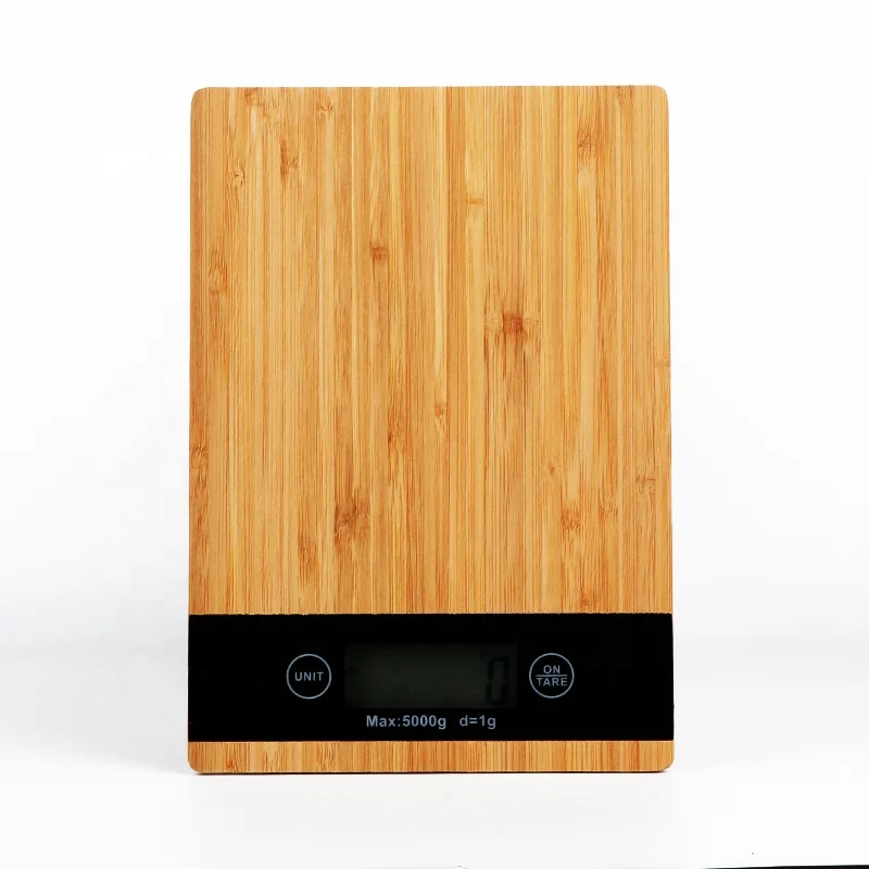 Portable Round Bamboo and Wood Kitchen Baking Scale Home LED Display Digital Food Scale