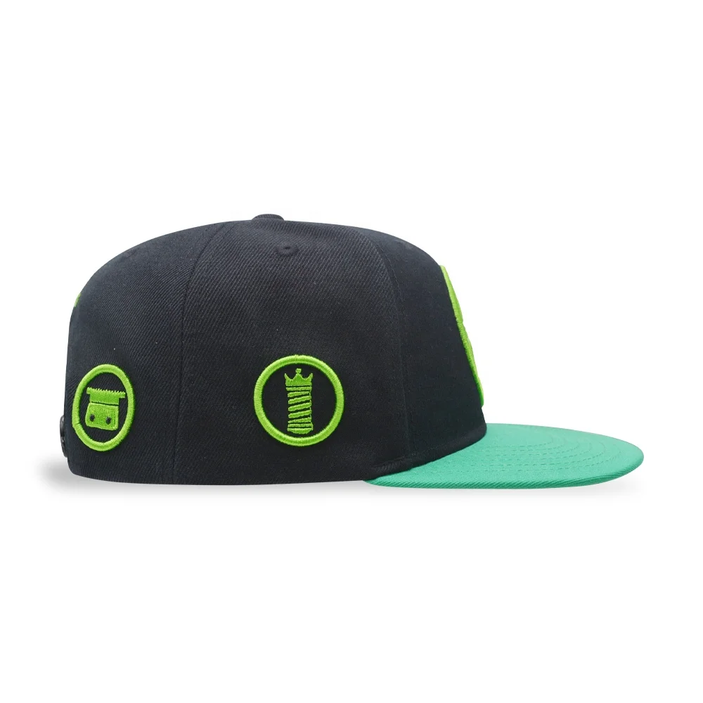 Custom Logo 3D Embroidery Print Flat Brim Hat Plain Blank 5 Panel Unstructured Snapback Caps