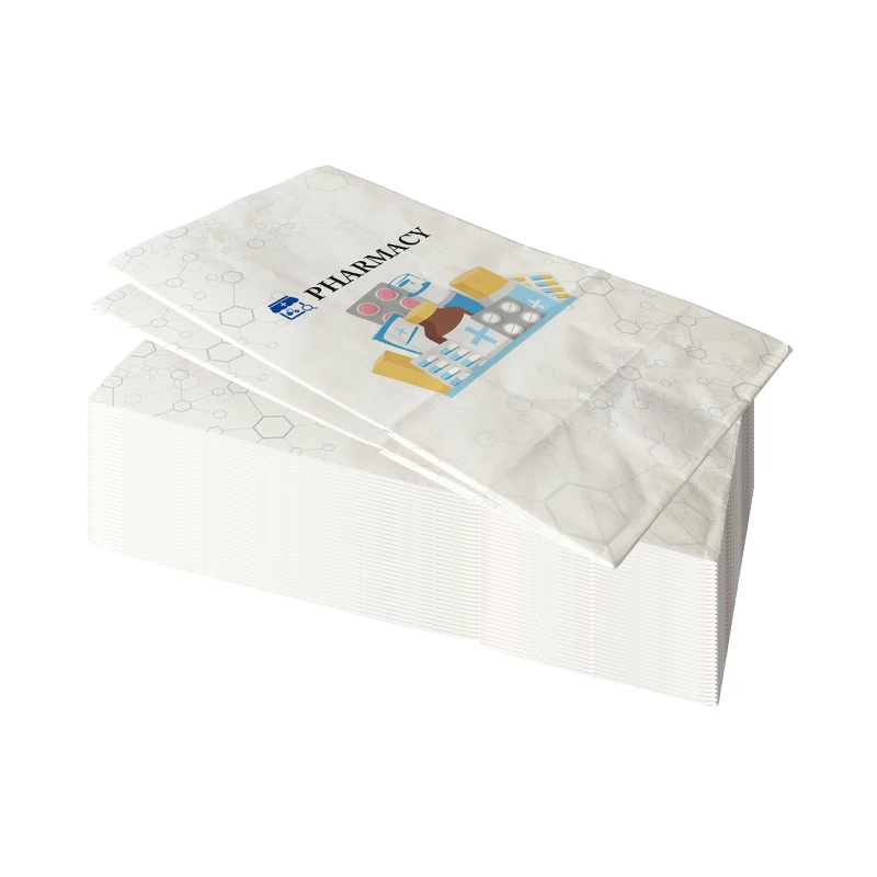ZY Packaging pharmacy retailing takeaway bag branded flat base white kraft to go drugs containers factory manufacturer mini bags